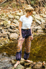 Purple PSYCHEDELIC Women Boho Pants Hippie Pants Yoga