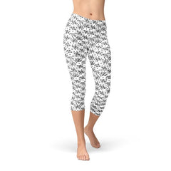 Womens Black and White Dice Capri Leggings