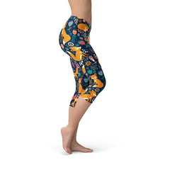 Womens Fox in the Meadows Capri Leggings