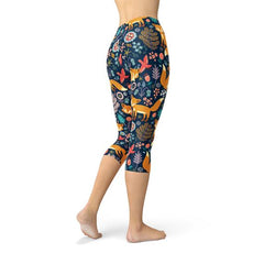 Womens Fox in the Meadows Capri Leggings