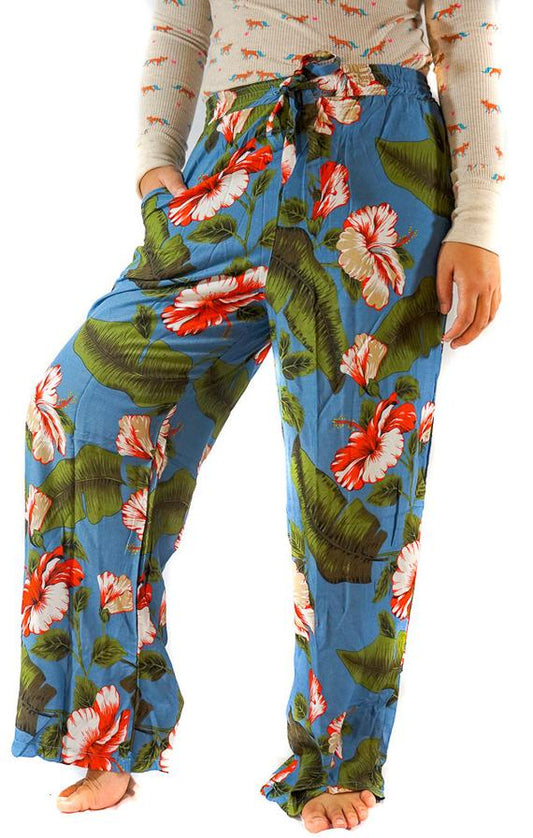 XS-M Leaf Print Pants Women Boho Pants Hippie