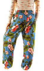 XS-M Leaf Print Pants Women Boho Pants Hippie