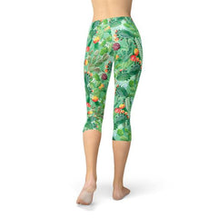 Womens Green Cactus Capri Leggings