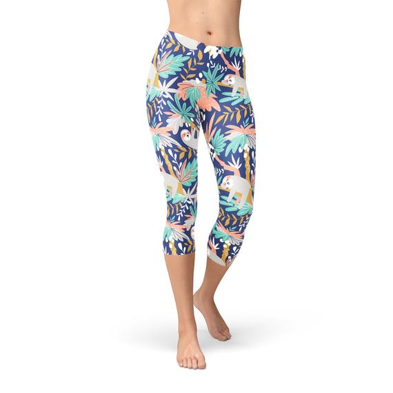 Womens Sloth Capri Leggings