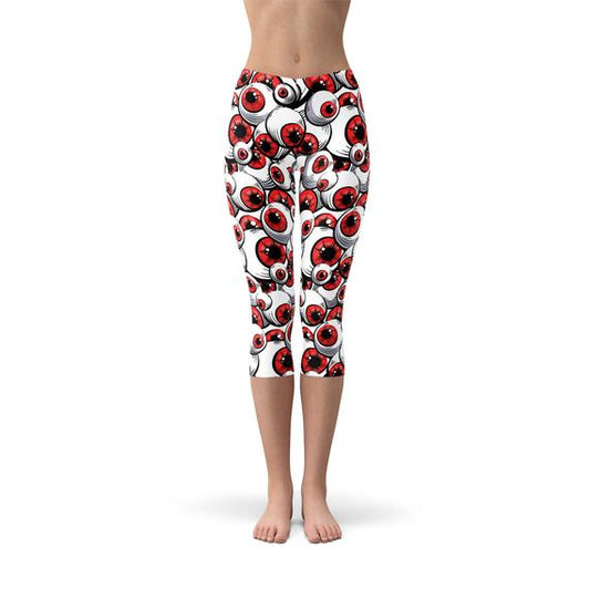 Womens Red Eye Balls Capri Leggings