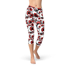 Womens Red Eye Balls Capri Leggings