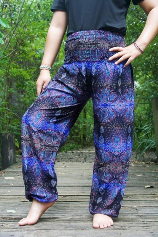 Blue PAISLEY Women Boho Pants Hippie Pants Yoga Pants