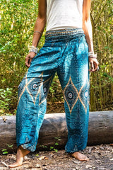 Teal PEACOCK Women Boho Pants Hippie Pants Yoga Pants