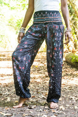 Black PEACOCK Women Boho Pants Hippie Pants Yoga Pants