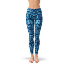 Blue Maori Leggings