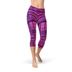 Purple Maori Capri Leggings