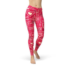 Love Hearts Red Leggings