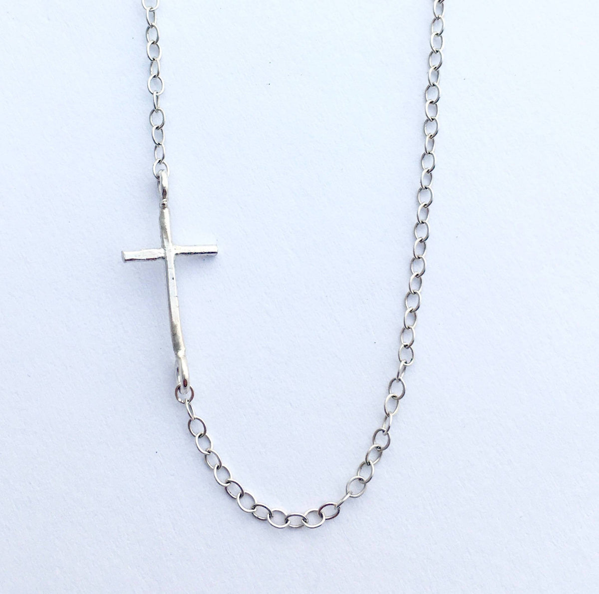 Mini Sideways Cross Necklace