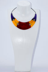 Red yellow necklace for women Handmade of Buffalo horn Statement