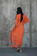 Orange Hand Tie Dyed Kaftan