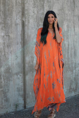 Orange Hand Tie Dyed Kaftan