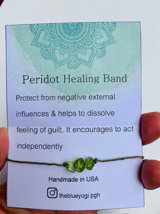 Peridot Gemstone Power Band Casual & Boho Tie Closure