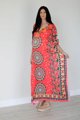 Mexican Kaftan Dress, Summer Caftan For Women, Loose Maxi Dress, Silk