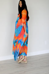 Tribal Kaftan Dress, Feather Caftan Dress, Plus Size Kaftan For Women,