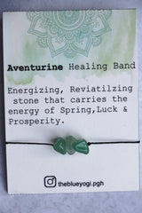 Green Aventurine Gemstone Healing  Band with Tie closure Eco friendly