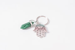 Hamsa & Malachite Key chain/Key ring