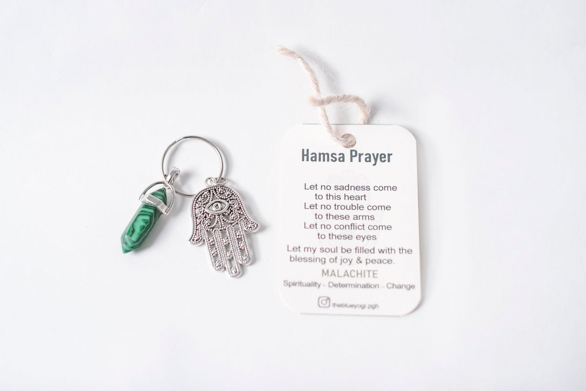 Hamsa & Malachite Key chain/Key ring