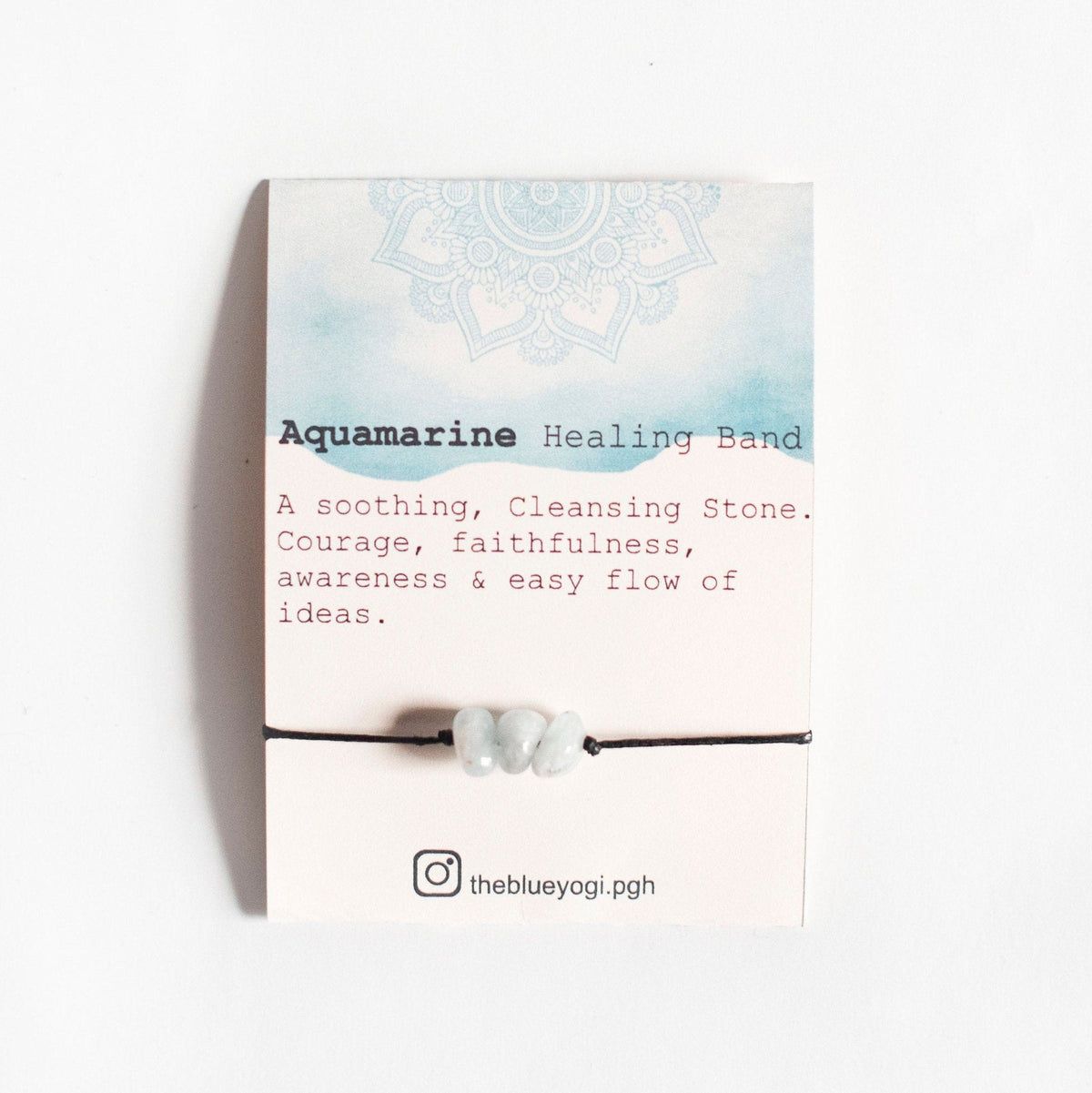 Aquamarine Healing Band with an Affirmation