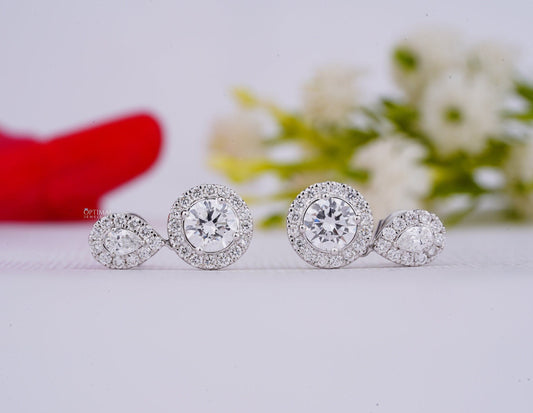 Exquisite Double Halo Drop Earrings 4.00 Ct Brilliant Round Cut and