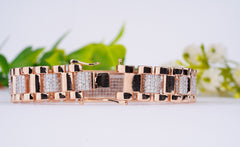 Luxurious Rose Gold Men's Diamond Bracelet, 2.00 Ctw Lab Grown Pave