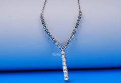 Antique Y-Shaped Diamond Tennis Necklace, 3.67 Ctw Round Cut Lab-Grown