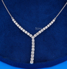 Antique Y-Shaped Diamond Tennis Necklace, 3.67 Ctw Round Cut Lab-Grown