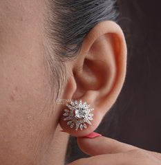 Glamorous Lab-Grown Diamond Flare Earrings, 3.00 CTW Round Cut