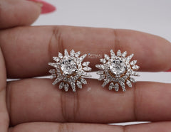 Glamorous Lab-Grown Diamond Flare Earrings, 3.00 CTW Round Cut