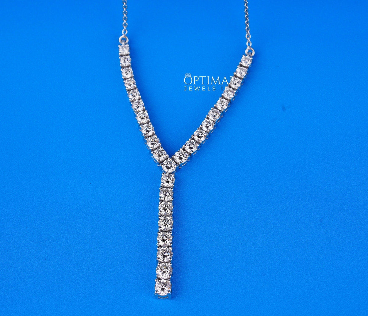 Antique Y-Shaped Diamond Tennis Necklace, 3.67 Ctw Round Cut Lab-Grown