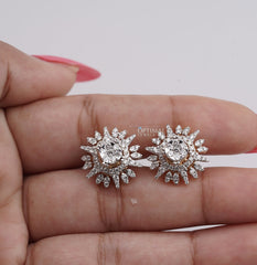 Glamorous Lab-Grown Diamond Flare Earrings, 3.00 CTW Round Cut