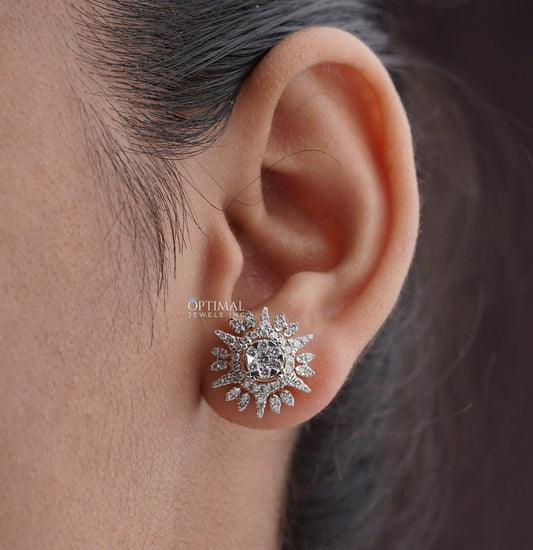 Glamorous Lab-Grown Diamond Flare Earrings, 3.00 CTW Round Cut