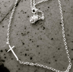 Mini Sideways Cross Necklace