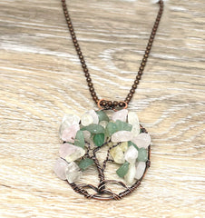 Wire Wrapped Tree of Life Pendant with Gemstones