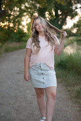 Coconut button Stripe Woven Skirt With Belt in Cream