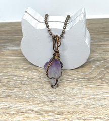 Wire Wrapped Raw Amethyst Gemstone Pendant