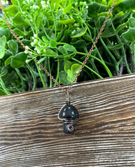 Wire Wrapped Mushroom Gemstone Pendant