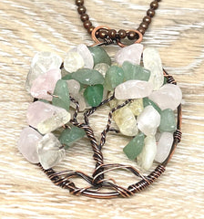 Wire Wrapped Tree of Life Pendant with Gemstones