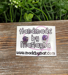 Amethyst Gemstone Chip Copper Stud Earrings