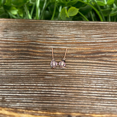 Pink Small Glass Crystal Copper Stud Earrings