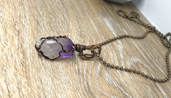 Wire Wrapped Raw Amethyst Gemstone Pendant