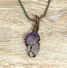 Wire Wrapped Raw Amethyst Gemstone Pendant