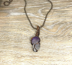 Wire Wrapped Raw Amethyst Gemstone Pendant