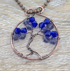 Mini Wire Wrapped Tree of Life Pendant with Glass Crystals