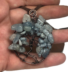 Wire Wrapped Tree of Life Pendant w/ Larimar Gemstones