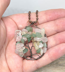 Wire Wrapped Tree of Life Pendant with Gemstones